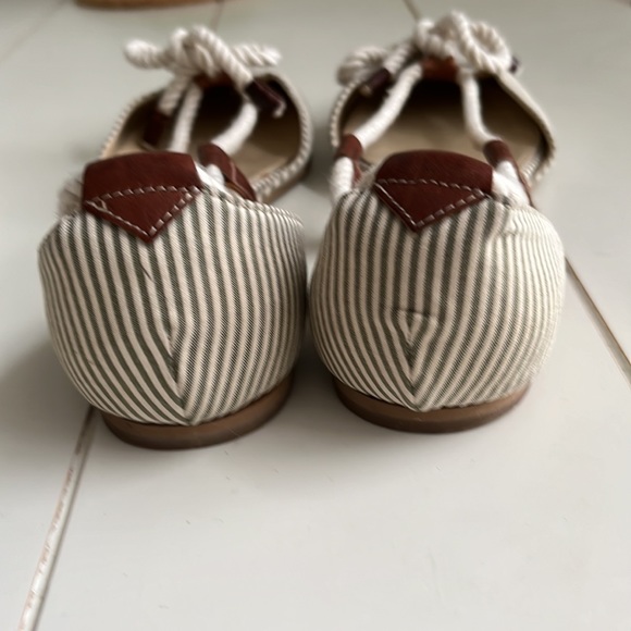 J Crew canvas green/beige striped flats with rope tie detail, Size 7 - Picture 7 of 7